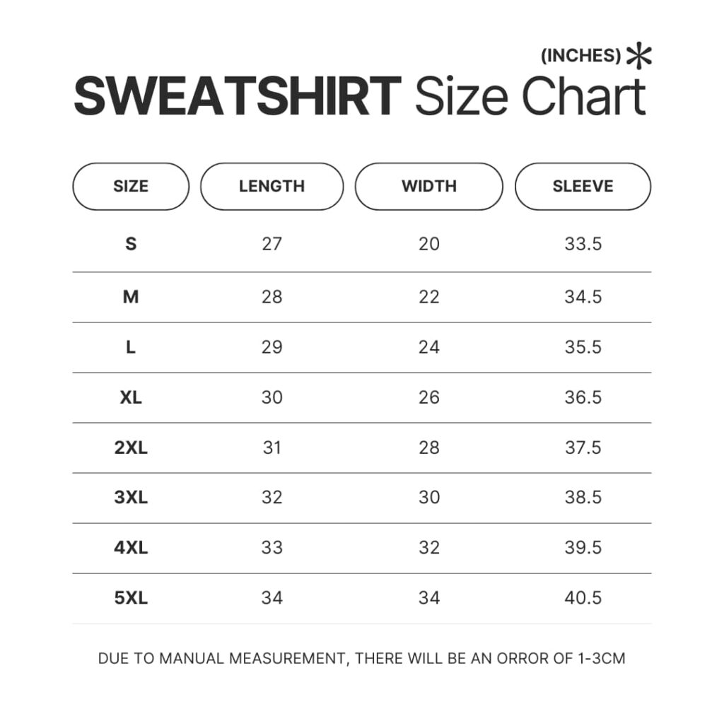 Sweatshirt Size Chart 1 - Lacrosse Gifts Store