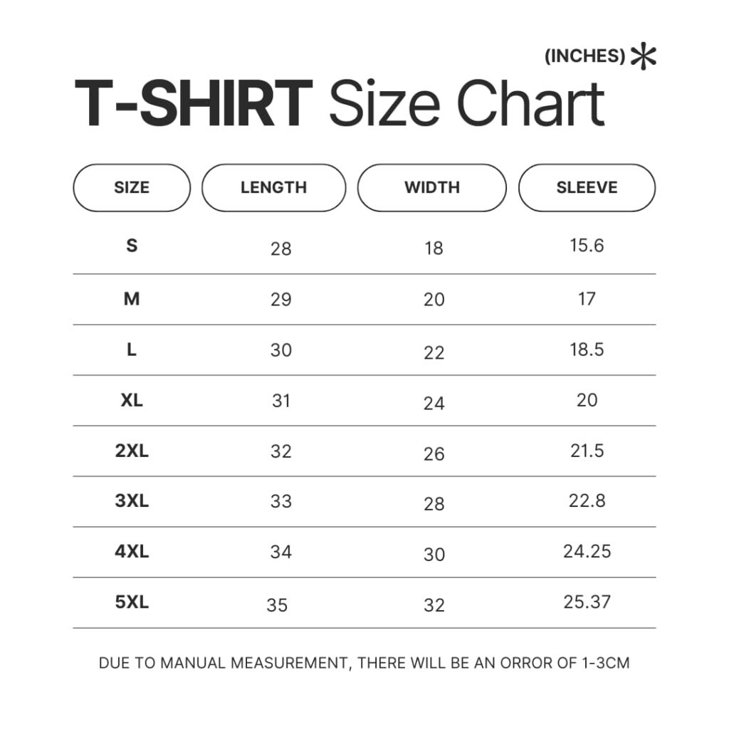 T shirt Size Chart 1 - Lacrosse Gifts Store