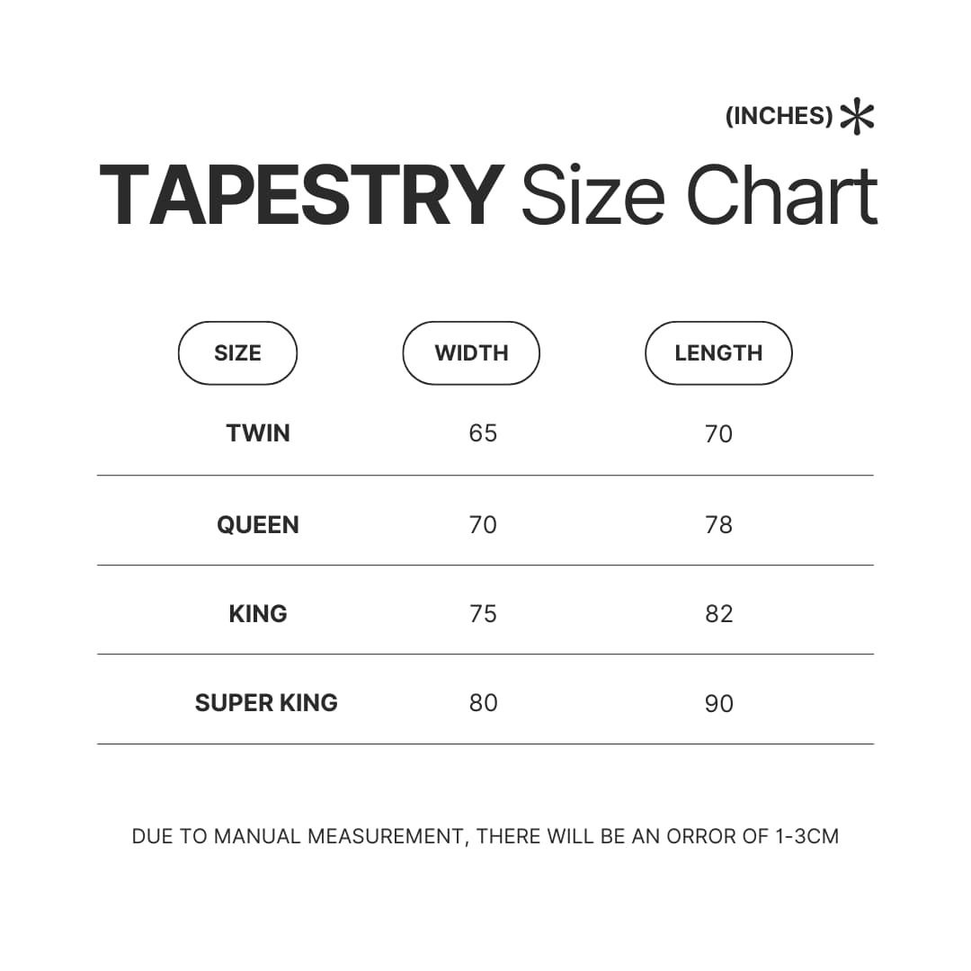 Tapestry Size Chart 1 - Lacrosse Gifts Store