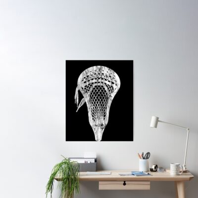 Distressed Lacrosse Head Lacrosse Player Pocket White Poster Official Lacrosse Merch