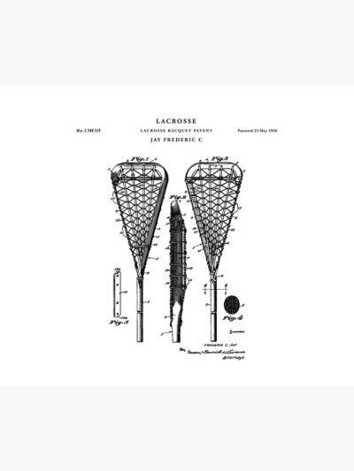 Lacrosse Patent Drawing Blueprint Tapestry Official Lacrosse Merch