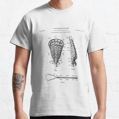 Lacrosse Patent Drawing Blueprint T-Shirt Official Lacrosse Merch