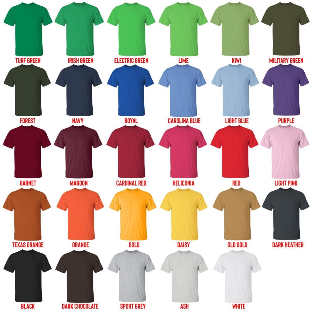 t shirt color chart - Lacrosse Gifts Store