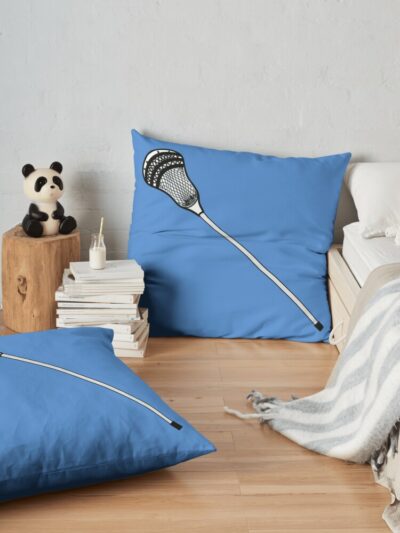 Blue Lacrosse Stick Throw Pillow Official Lacrosse Merch