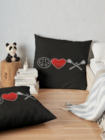 Peace Love Lacrosse Throw Pillow Official Lacrosse Merch