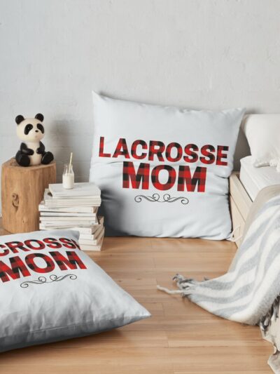 Lacrosse Mom Life Plaid Throw Pillow Official Lacrosse Merch