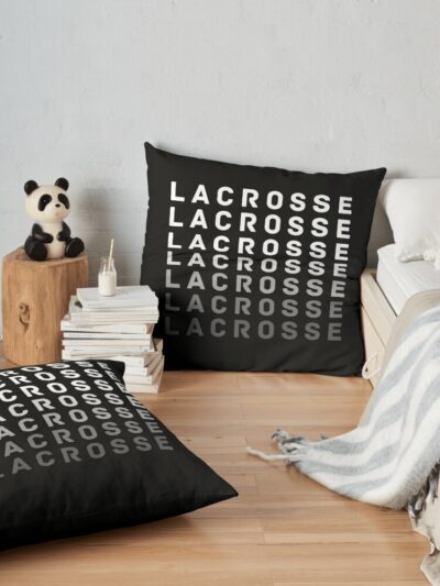 Lacrosse Fading Text Design Throw Pillow Official Lacrosse Merch