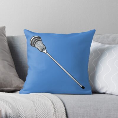 Blue Lacrosse Stick Throw Pillow Official Lacrosse Merch