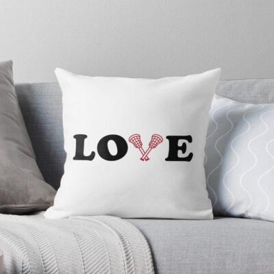 I Love Lacrosse Throw Pillow Official Lacrosse Merch