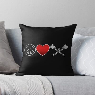 Peace Love Lacrosse Throw Pillow Official Lacrosse Merch