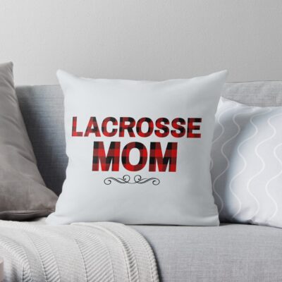 Lacrosse Mom Life Plaid Throw Pillow Official Lacrosse Merch