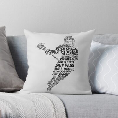 Lacrosse Player Terminology Word Art Throw Pillow Official Lacrosse Merch