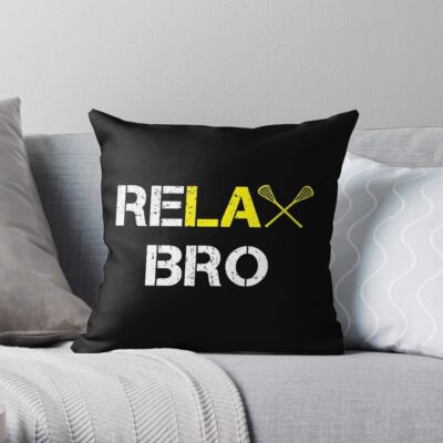 Relax Bro Funny Lacrosse Throw Pillow Official Lacrosse Merch