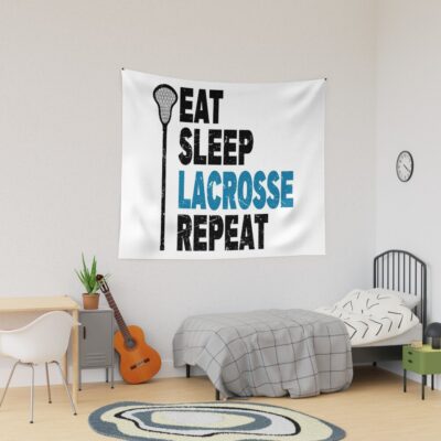 Eat. Sleep. Lacrosse. Repeat. Lacrosse Design Tapestry Official Lacrosse Merch